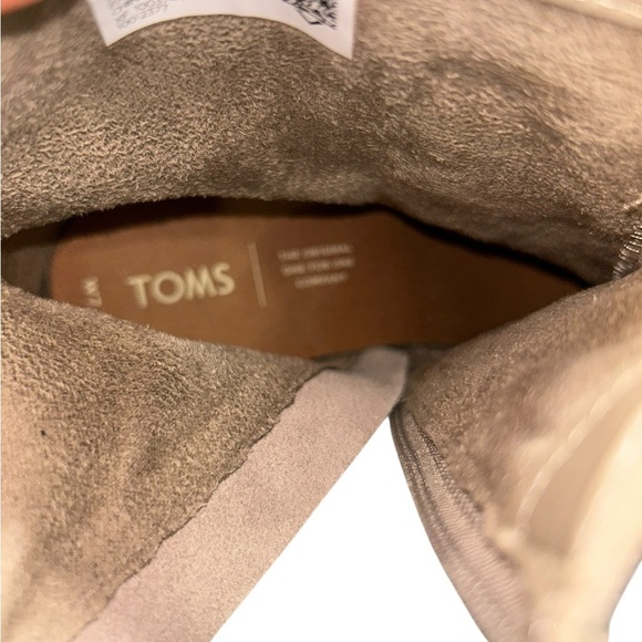 Toms Evie Floral Embroidered Suede Canvas Block Heel Boot Taupe Women's Size 7.5 - Picture 4 of 13